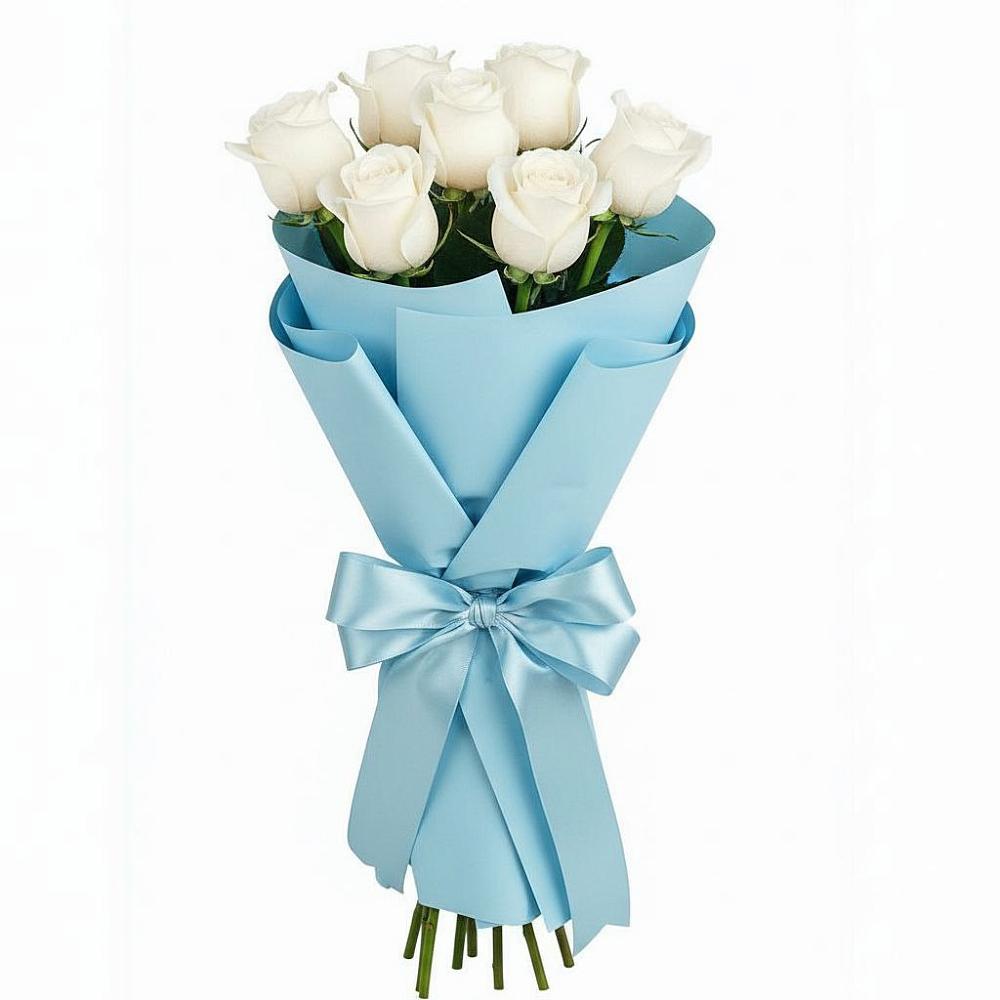 Букет 7 белых роз Проуд в Лихославле