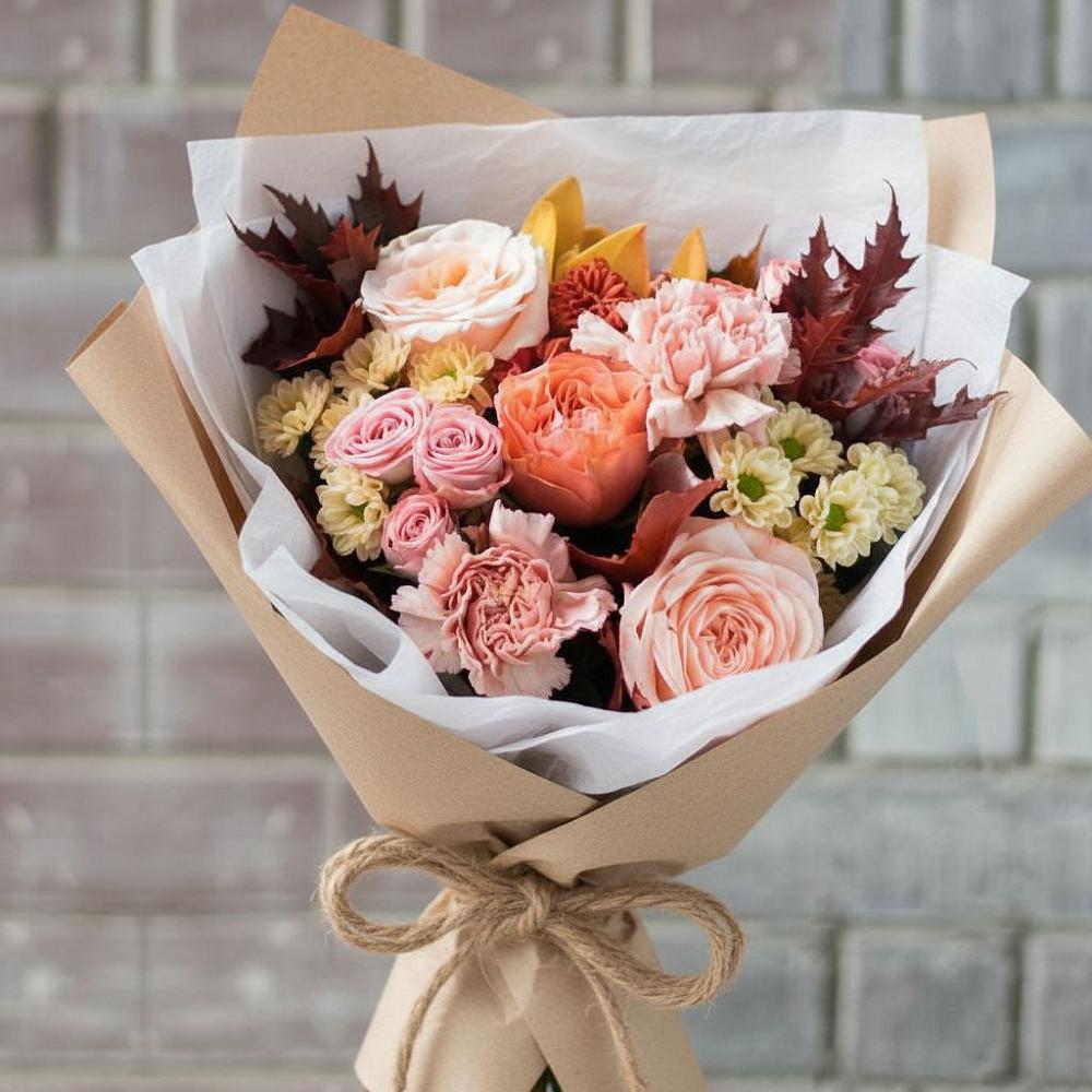 Букет цветов из: Гвоздики, Хризантемы и Розы в Лихославле