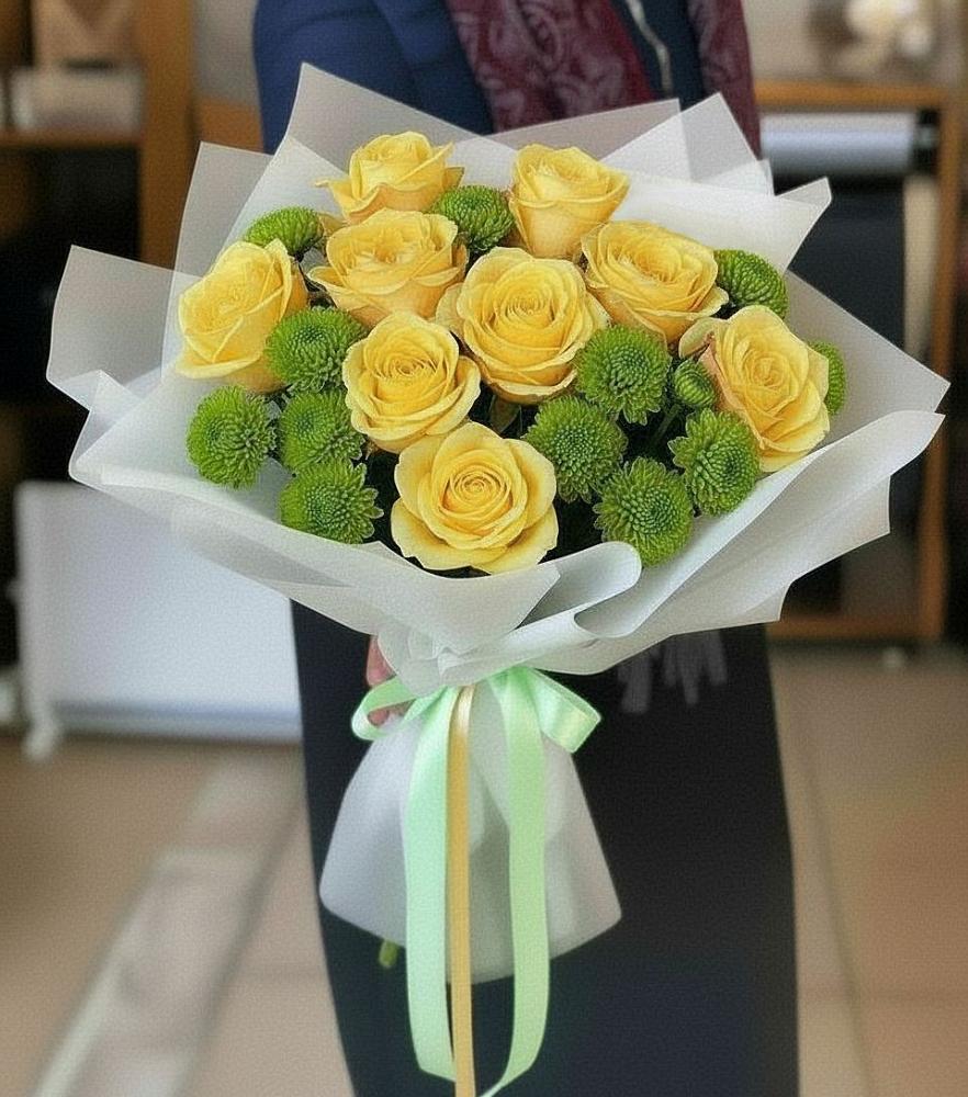 Букет цветов из: Хризантемы и Розы в Лихославле