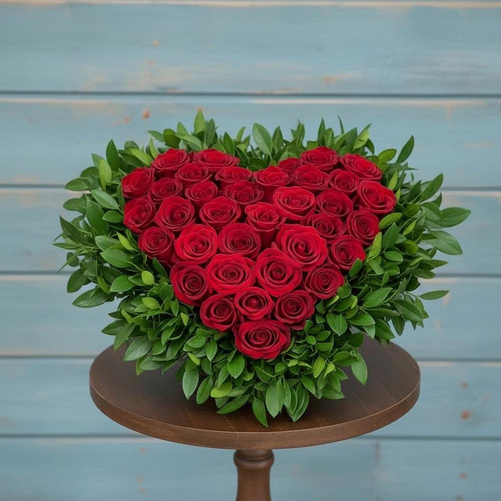 Цветочная композиция из Розы в виде сердца в Лихославле