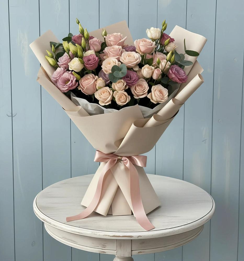 Букет цветов из: Розы и Лизиантусы в Лихославле