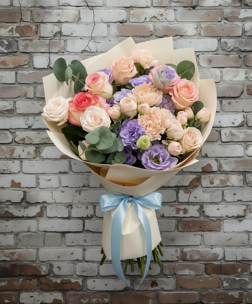 Букет цветов из: Розы, Лизиантусы и Гвоздики в Лихославле