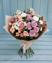 Букет цветов из:  Хризантемы, Розы и Альстромерии в Лихославле